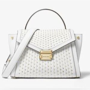 Michael Kors White and Gold Studded crossbody/Shoulder Bag